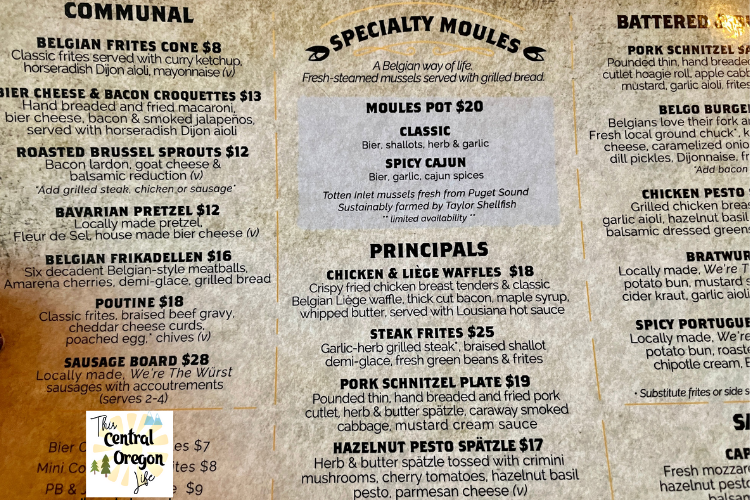 Monkless Brasserie Brewpub in Bend Menu
